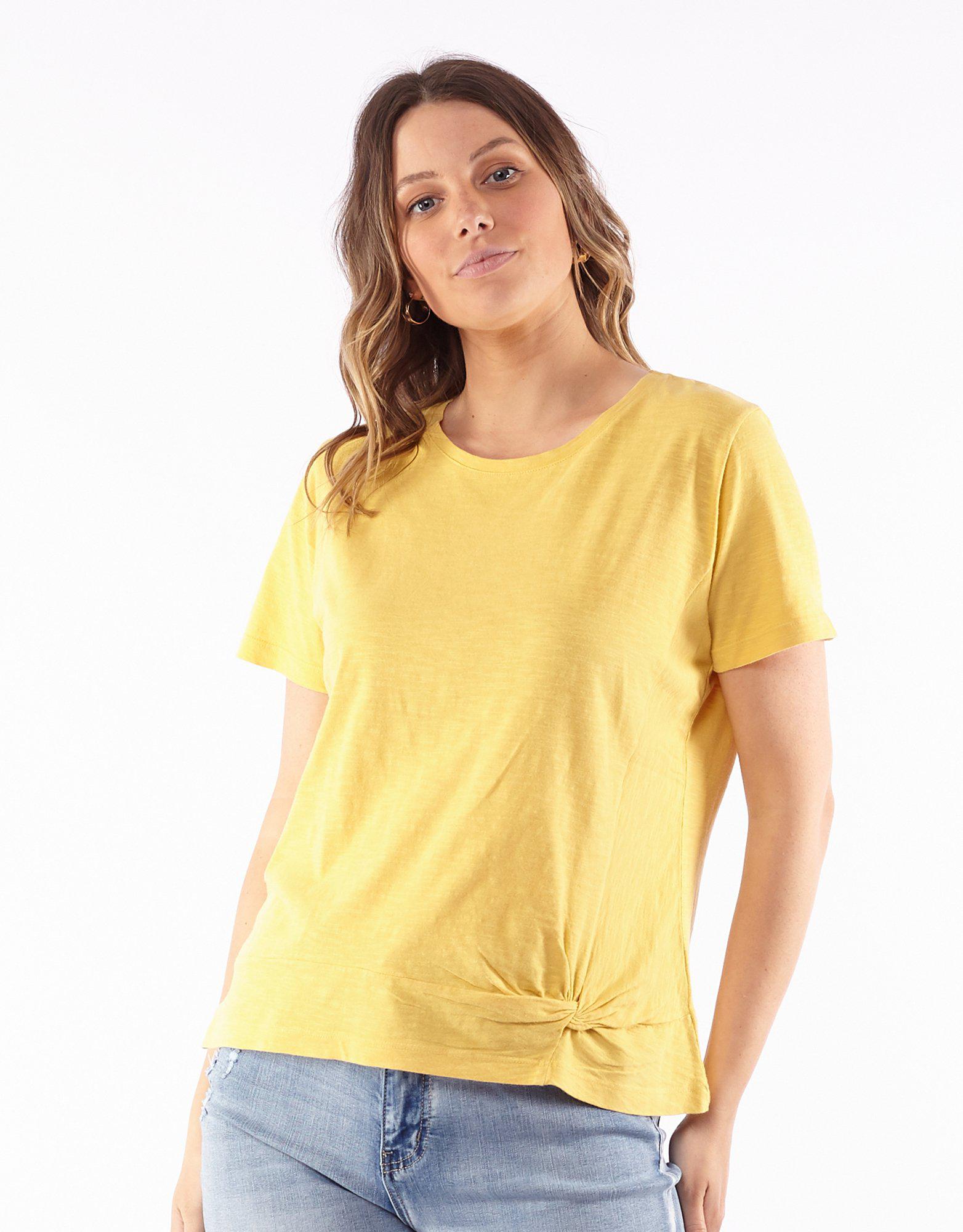 Knot Front Crop Tee - Mustard - Foxwood - FUDGE Gifts Home Lifestyle