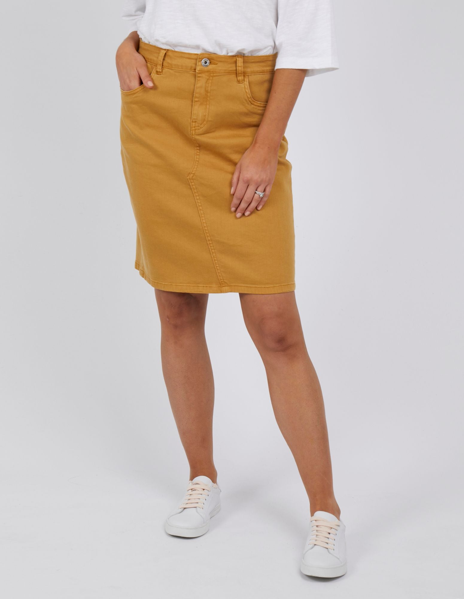 Mustard Yellow Denim Skirt  Mini Skirt  HighWaisted Skirt  Lulus