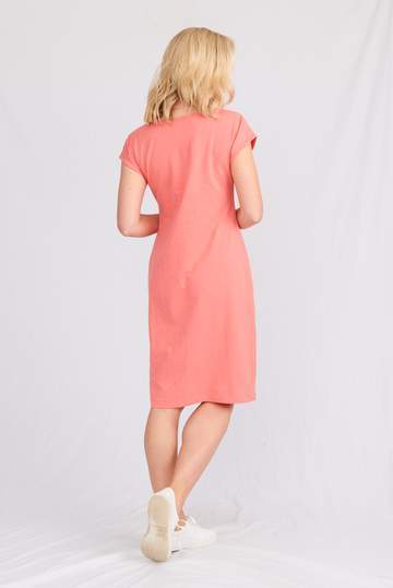 Malibu Organic Cotton T-Shirt Dress - Coral Flame - Lulu Organic Essentials - FUDGE Gifts Home Lifestyle