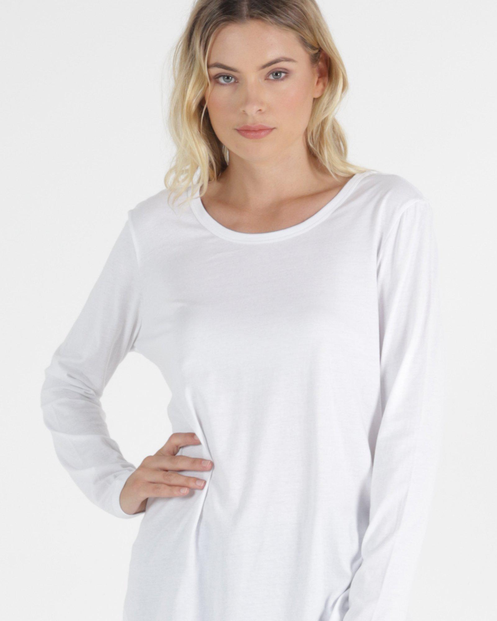 Megan Long Sleeve Top - White - Betty Basics - FUDGE Gifts Home Lifestyle