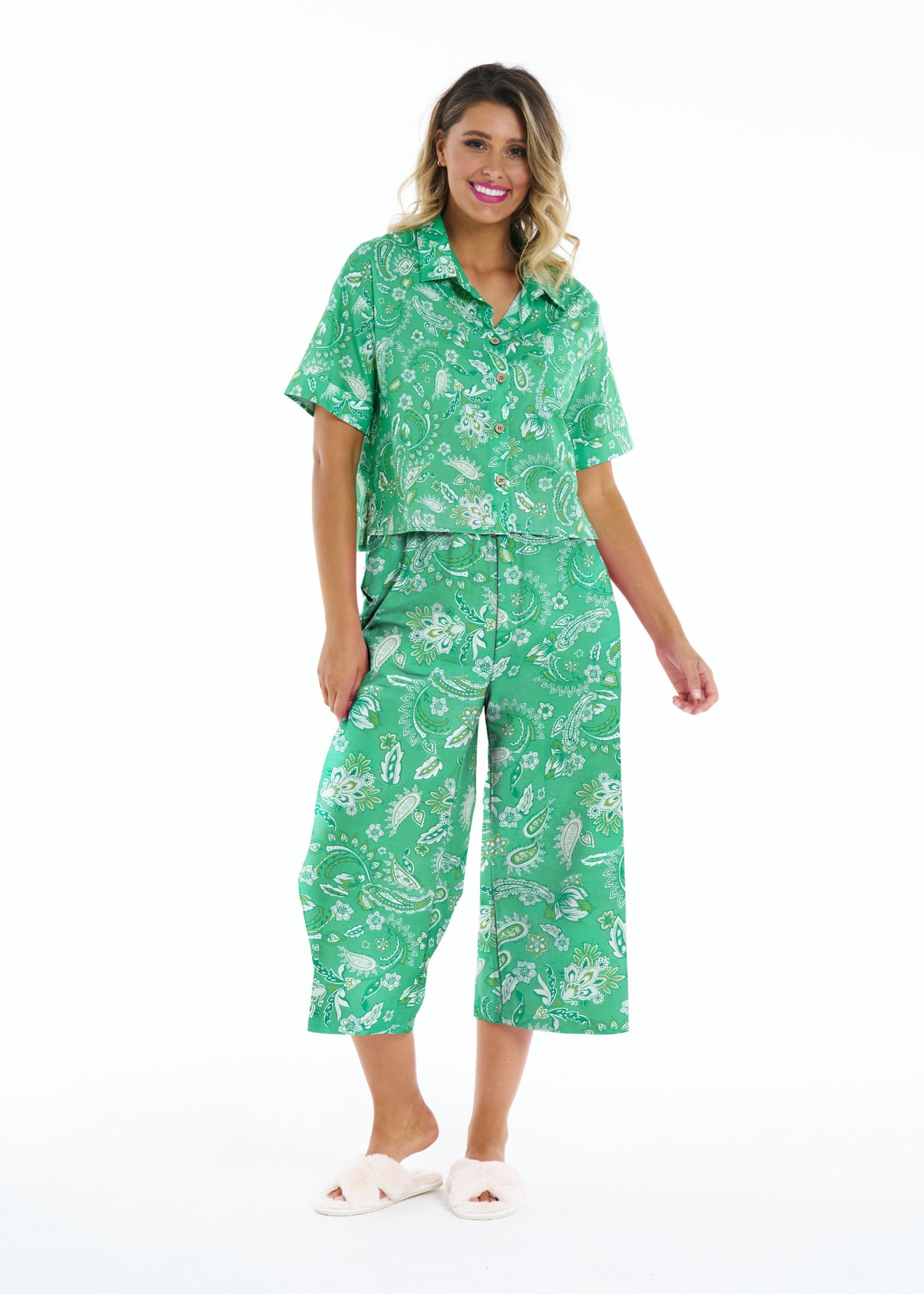 Siesta Shirt Set - Green Paisley - Betty Basics - FUDGE Gifts Home Lifestyle