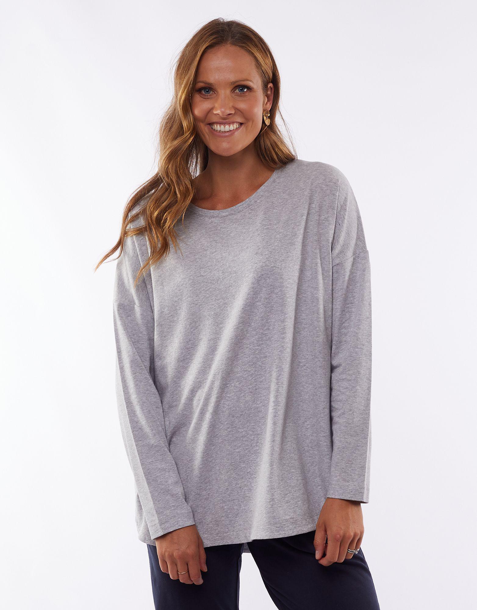 Society L/S Tee - Grey Marle - Elm Lifestyle - FUDGE Gifts Home Lifestyle