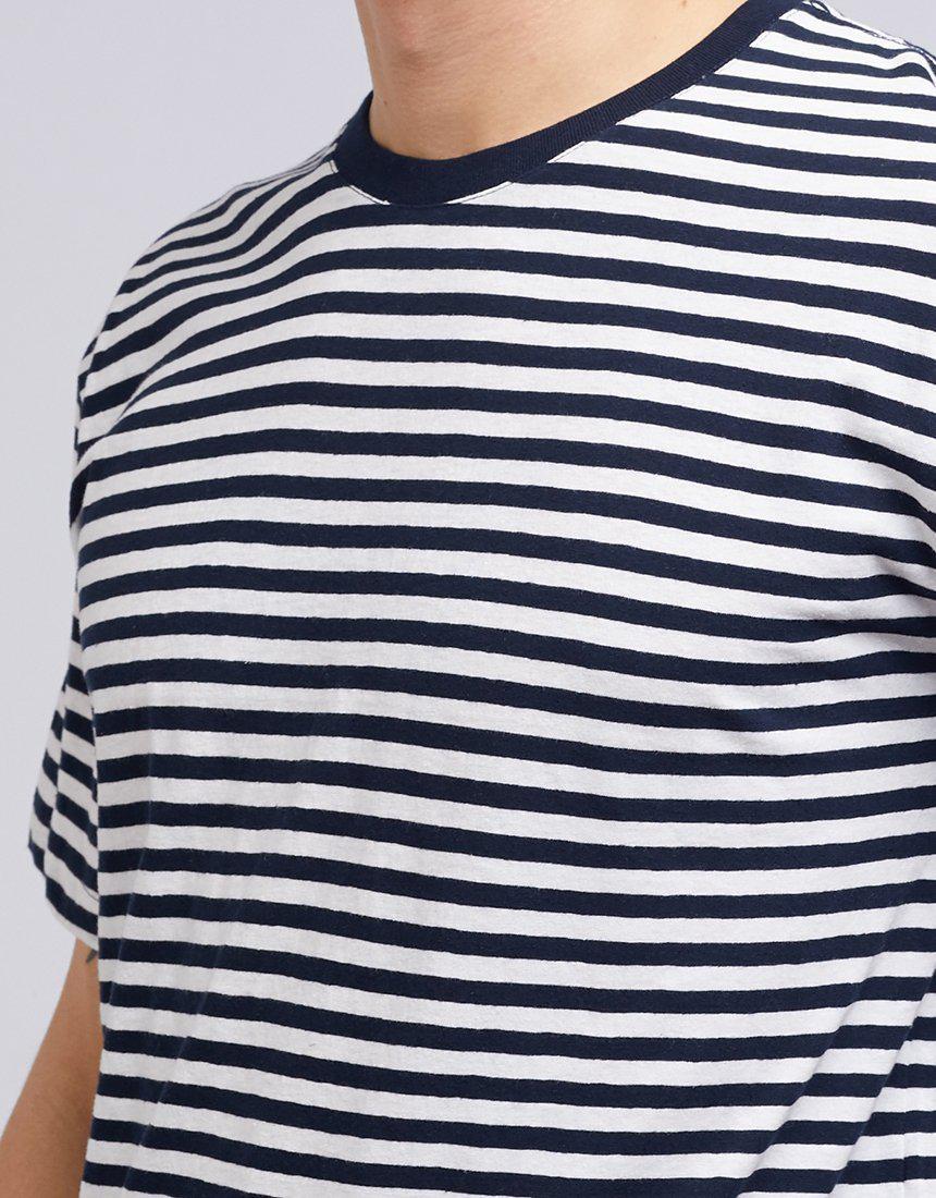 Standard Fit Stripe Linen Tee - Navy - Silent Theory - FUDGE Gifts Home Lifestyle
