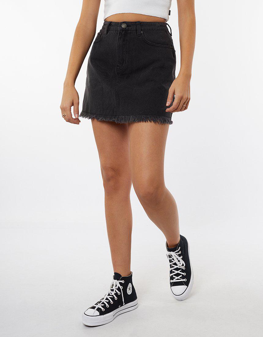 Valley Denim Skirt - Washed Black - Silent Theory - FUDGE Gifts Home Lifestyle
