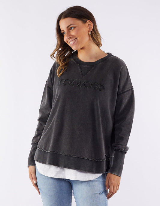Washed Simplified Crew - Washed Black - Foxwood - FUDGE Gifts Home Lifestyle