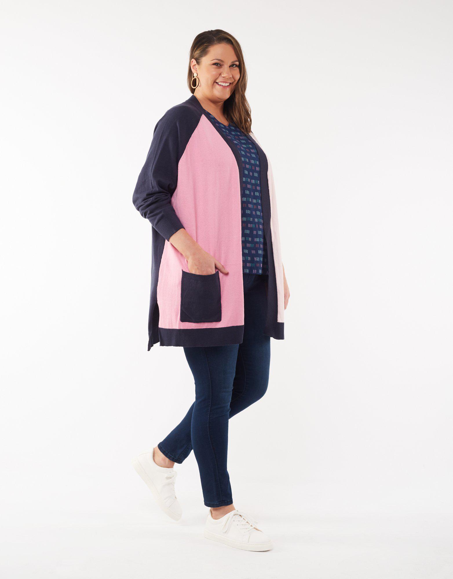 Weekend Cardi - Blush Pink & Navy - Elm Embrace - FUDGE Gifts Home Lifestyle