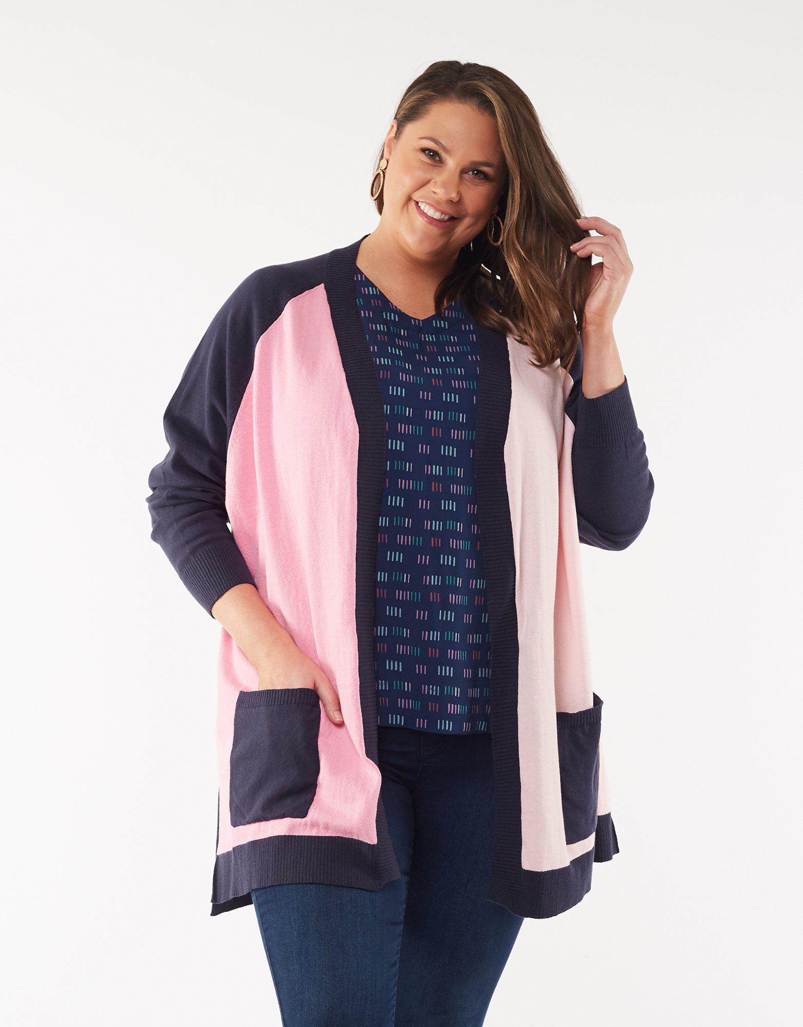Weekend Cardi - Blush Pink & Navy - Elm Embrace - FUDGE Gifts Home Lifestyle