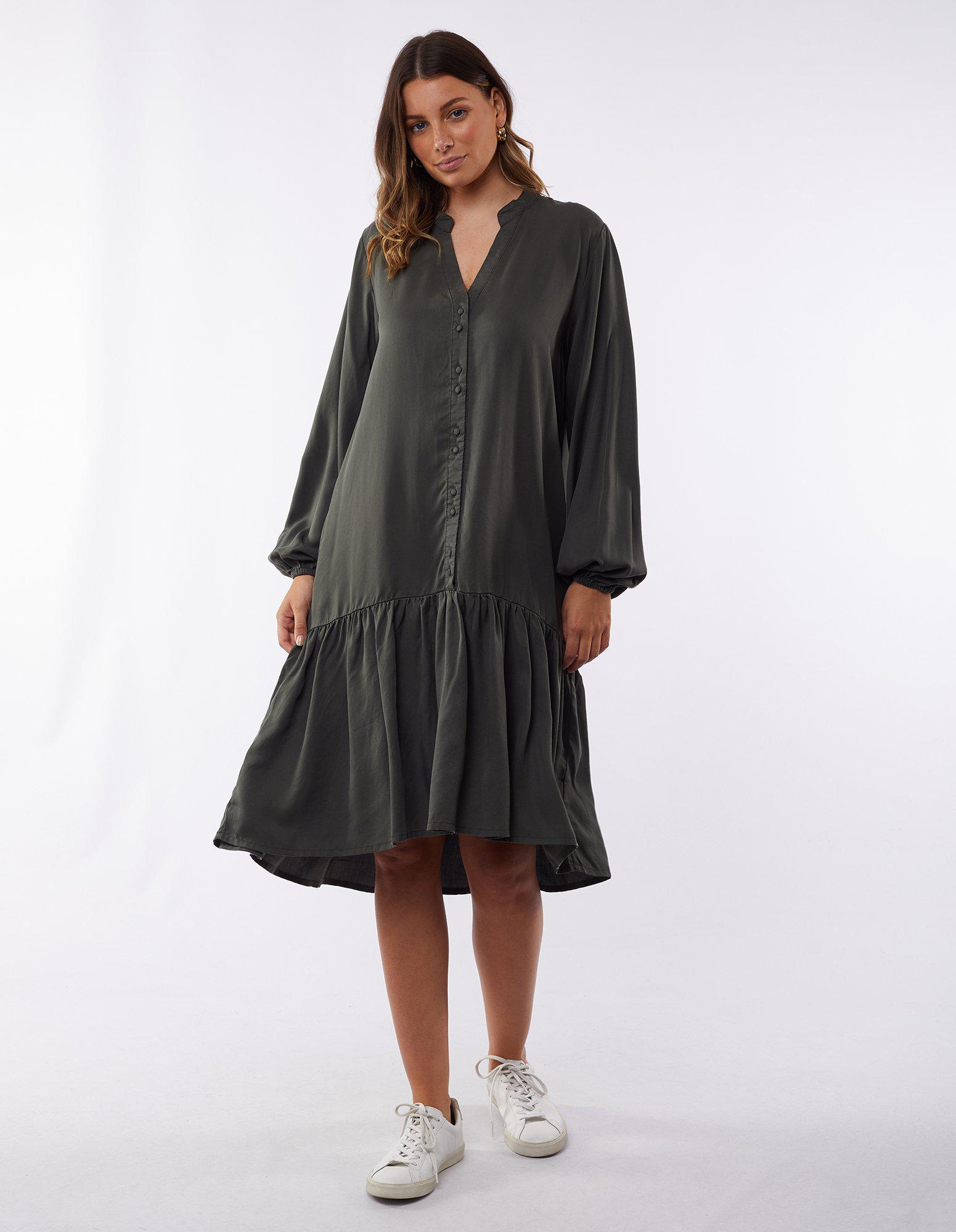 Yarra L/S Dress - Olive - FUDGE Gifts Home Lifestyle