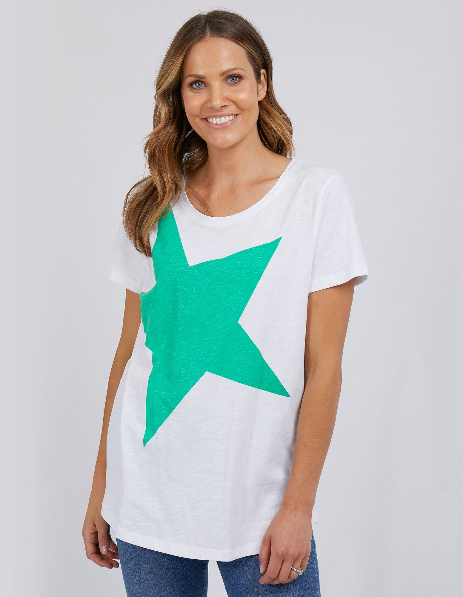 Super Star Tee - White / Green Star - Elm Lifestyle - FUDGE Gifts Home Lifestyle