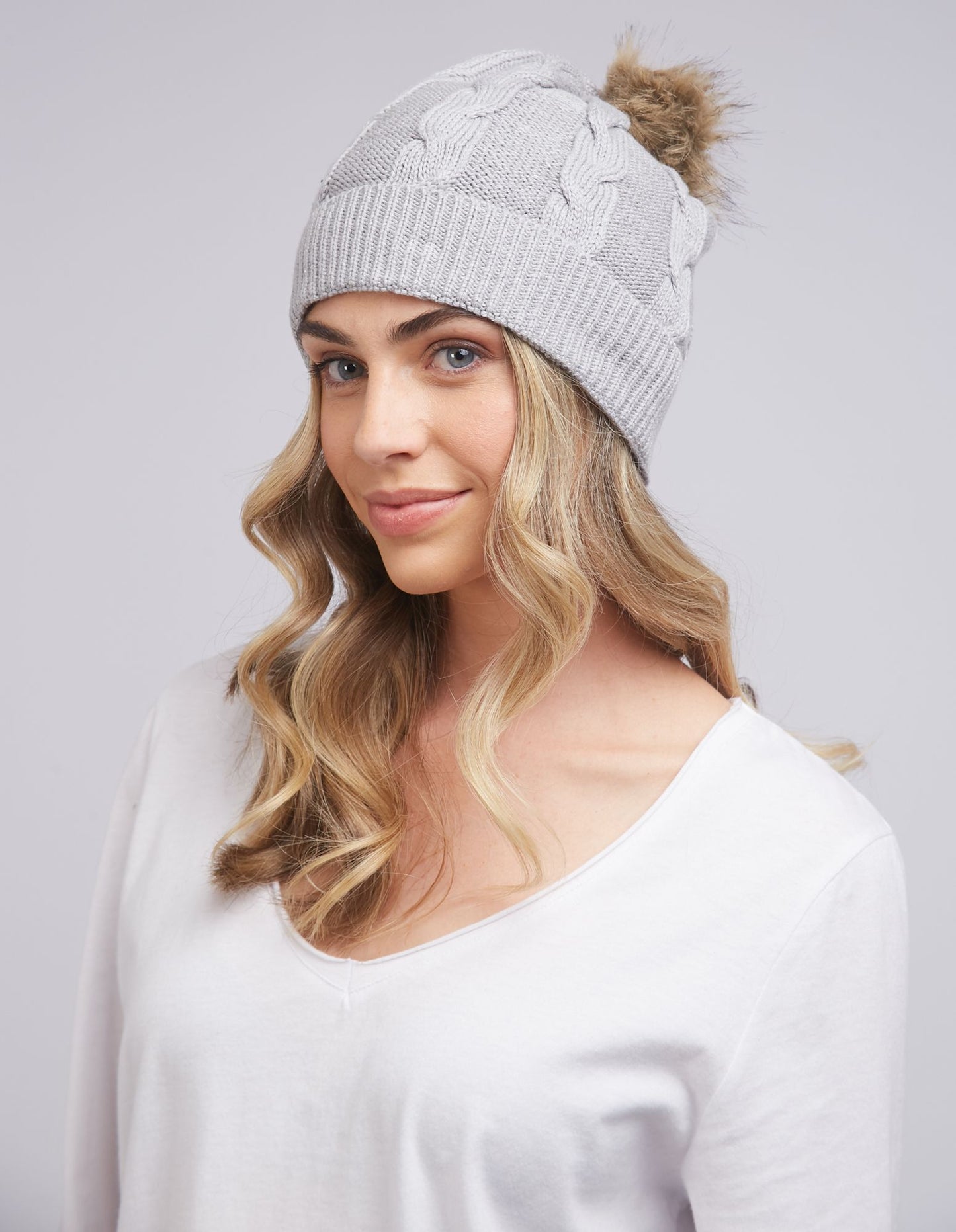 Carla Cable Beanie - Grey Marle - Elm Lifestyle - FUDGE Gifts Home Lifestyle