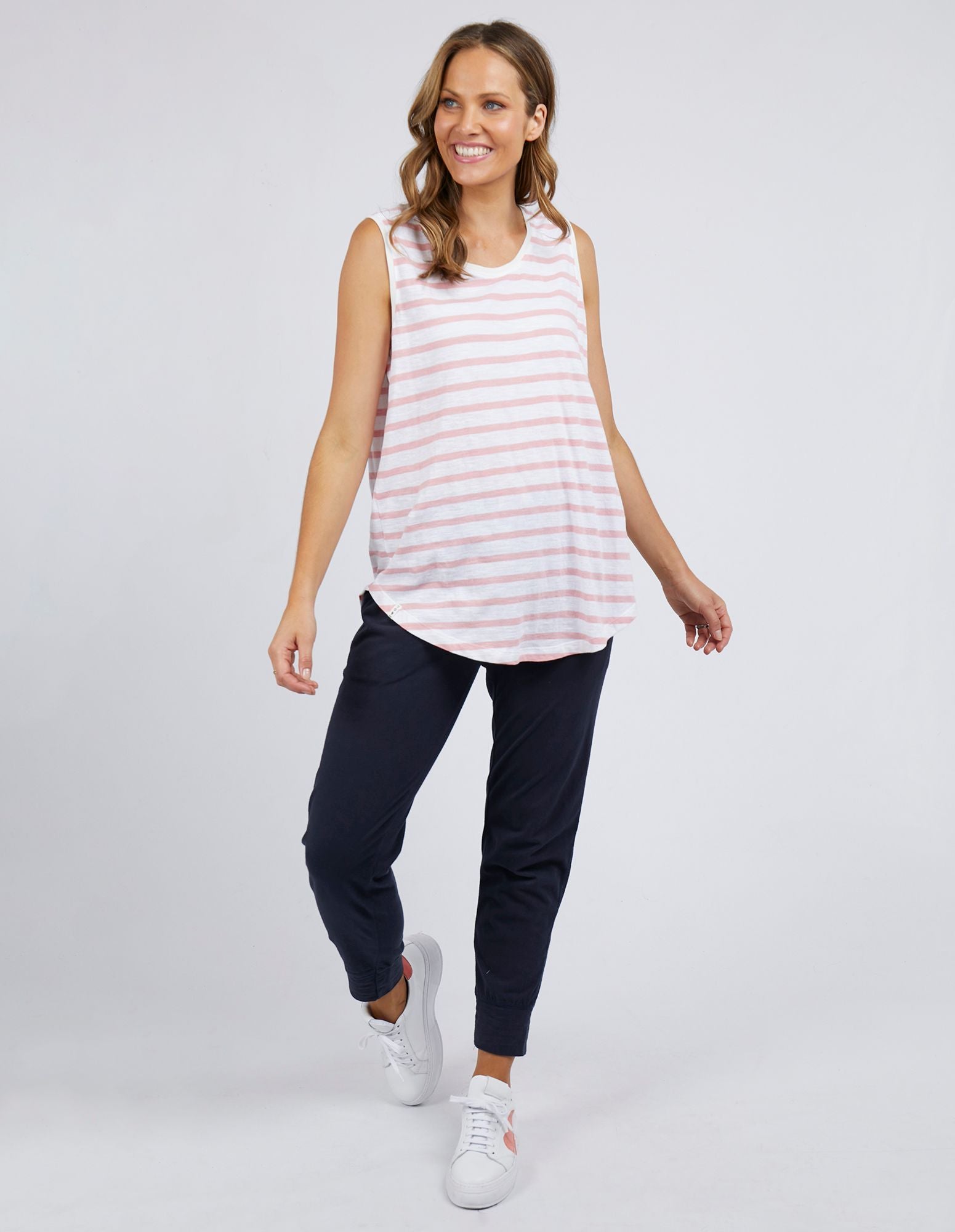Scoop Tank - White And Coral Blush Stripe - Elm Lifestyle - FUDGE Gifts Home Lifestyle