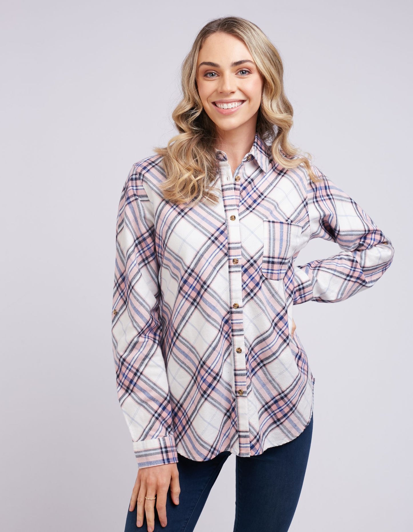 Aster Check Shirt - White/Pink/Blue Chk - Elm Lifestyle - FUDGE Gifts Home Lifestyle